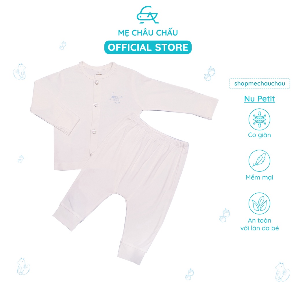 Bộ Quần Áo Dài Tay Nous Cài Thẳng, Chất Liệu Nu Petit-Doux-Nu Xô(Size 0-3 Đến 9-12