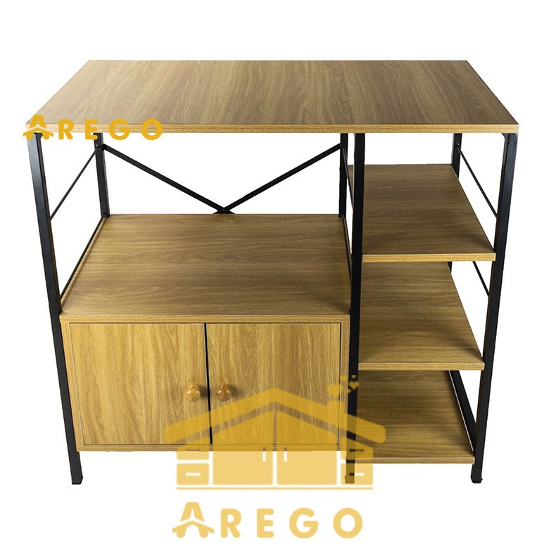 Kệ Lò Vi Sóng, Kệ Nhà Bếp AREGO -  Hàng cao cấp gia công kĩ nặng 35kg - MDF dày dặn, khung sắt sơn tĩnh điện