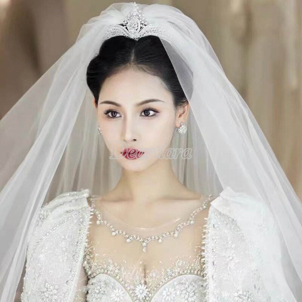 Vương Miện Hợp Kim Đính Đá Lấp Lánh Thời Trang Cho Cô Dâu