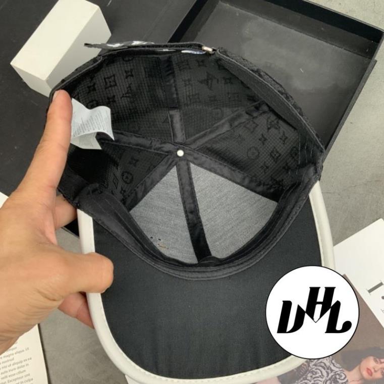 Mũ Lưỡi Trai Von LV Phối Viền Da Gắn Logo Nổi Phối Lưới Thời Trang Cao Cấp