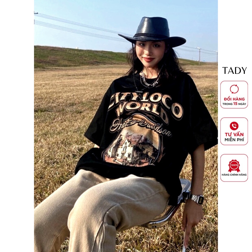 Áo Thun Phông Chất Cotton Mặt Nhung Tay Lỡ Form Rộng CITYLOCO WORLD Unisex