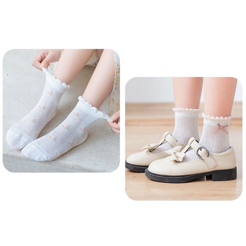 Set 5 Đôi Tất Lưới Thoáng Khí In Họa Tiết Hoạt Hình Dễ Thương Cho Bé 0-2 Tuổi