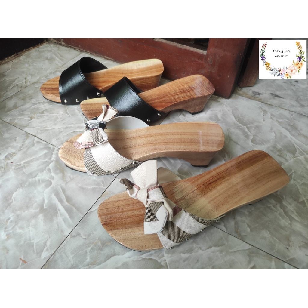 Guốc gỗ Guốc mộc cao 5 phân ( Có đóng thêm đế cao su )