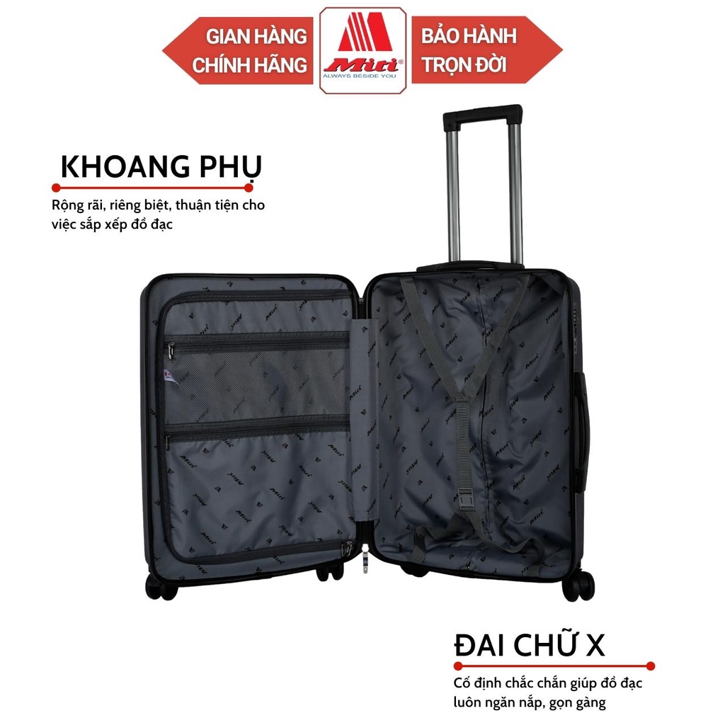 Vali Du Lịch Nhựa MITI VL513044 Vali Kéo Thiết Kế Sang Trọng Chất Liệu Nhựa Cao Cấp Bền Bỉ Bảo Hành Trọn Đời Size 20/24
