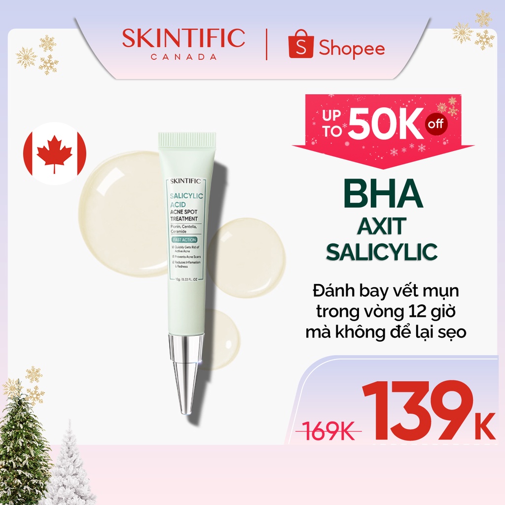 SKINTIFIC Salicylic Acid Acne Spot Treatment Gel 10g Anti Acne Acid BHA chấm mụn