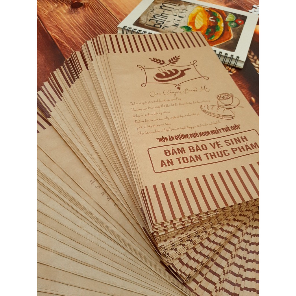 100 Túi Giấy Kraft Nhật Đựng Bánh Mì - Bánh Chiên và Các Loại Bánh (Giao Mẫu Ngẫu Nhiên)