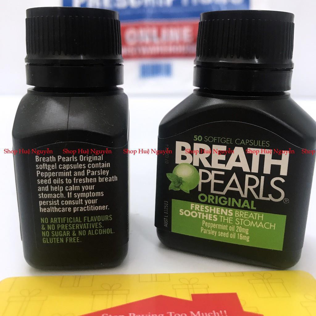 Viên ngậm thơm miệng breath pearls nhập khẩu úc( lọ 50 viên)