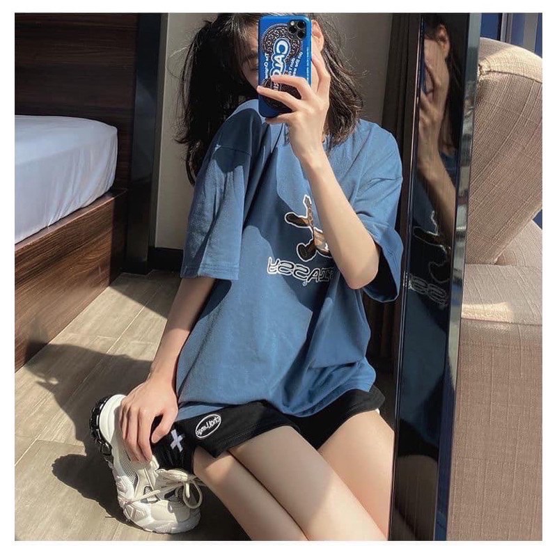 Set Bộ Quần Ao Gấu Nâu Teddy Màu Xanh Siêu Hot Trend Form Rộng Ulzzang - Unisex