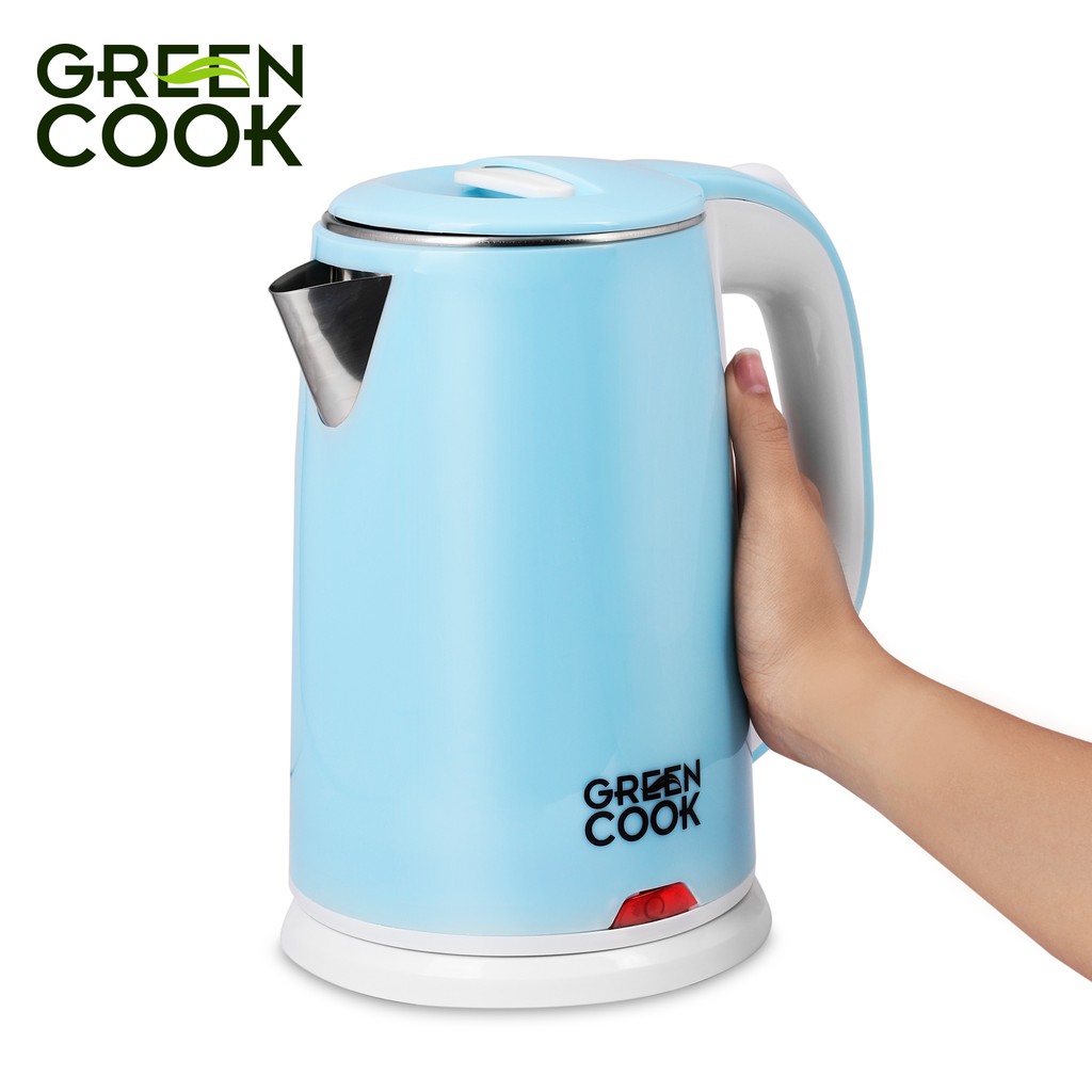 Bình đun inox 304 cao cấp Green Cook GCEK-17S15D 2 lớp chống bỏng 1,7L - Hàng chính hãng