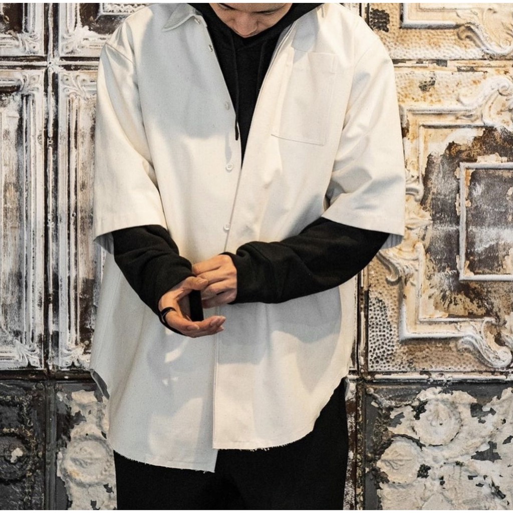 JIL SANDER new minimalist back letter logo printed linen cotton short-sleeved shirt