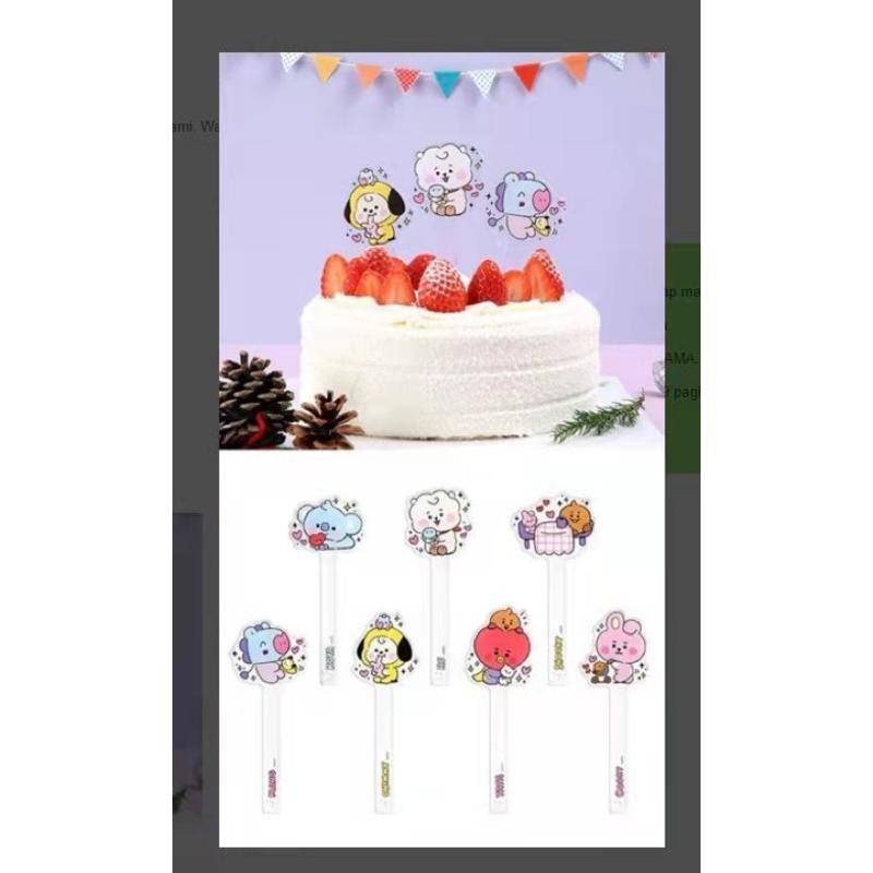 Topper Cắm Trang Trí Bánh Kem Sinh Nhật Hình BT21 BTS