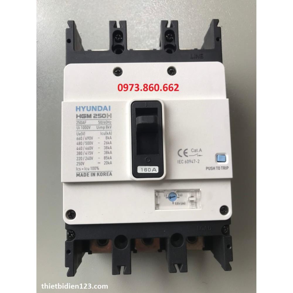 Aptomat Hyundai MCCB 3P HMG125H 100A -250A -TBĐ