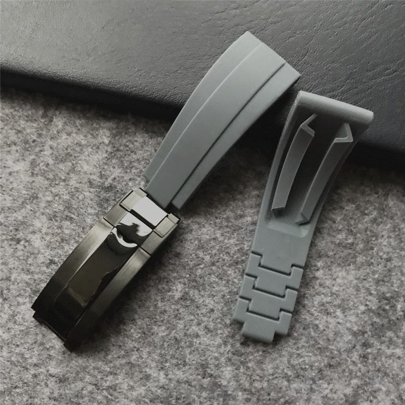 Rolex Dây đeo đồng hồ bằng cao su màu xanh đen 0715 cho thuyền kayak