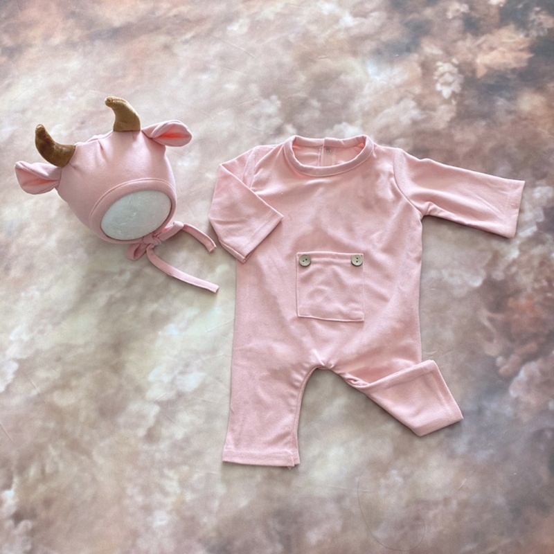 Bộ 3 Món Áo Liền Quần + Nón + Búp Bê Đáng Yêu Cho Bé Sơ Sinh