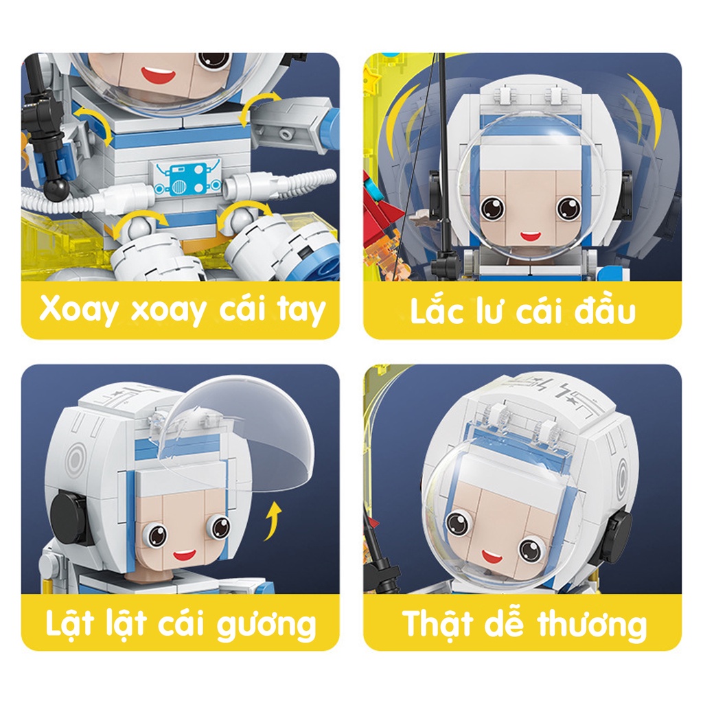 Mô hình lắp ráp phi hành gia bộ xếp hình nhà du hành vũ trụ cho bé trẻ em thông minh Gôn đồ chơi