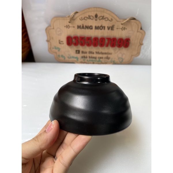 Bát ăn cơm đen nhám 11cm Melamine