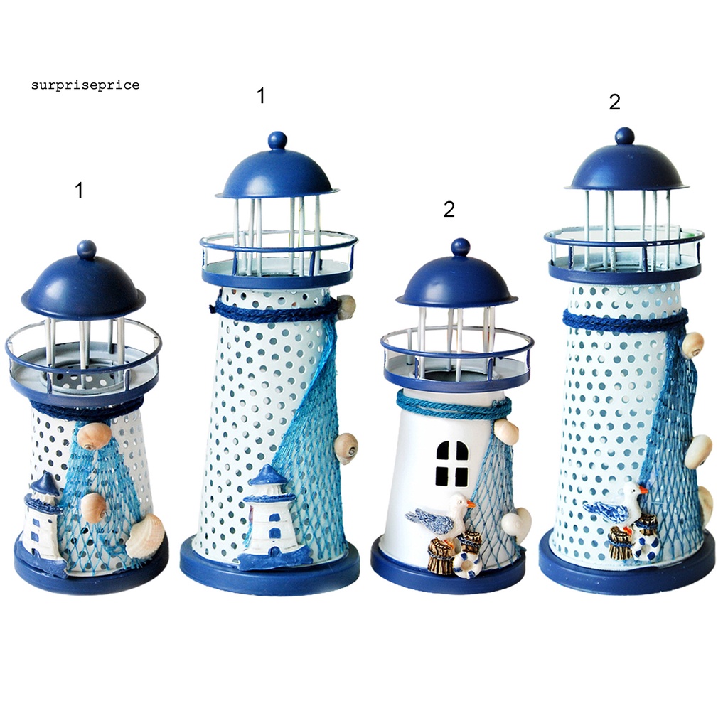 Mô Hình Ngọn Hải Đăng Bằng Sắt Có Đèn LED Độc Đáo Trang Trí Sân Vườn