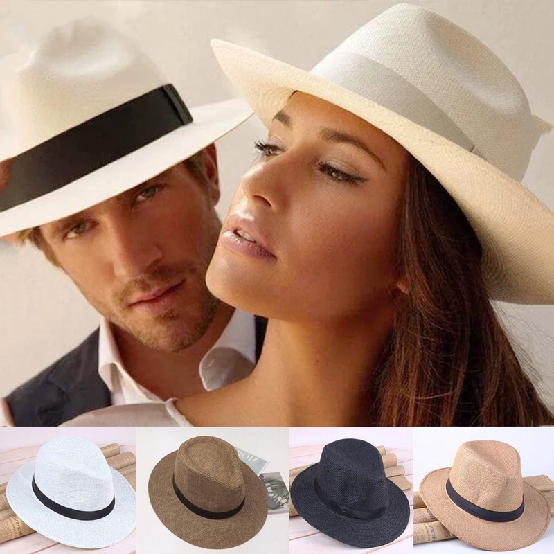 Nón Panama Chống Nắng Thoáng Khí Phong Cách Cổ Điển Kích Thước Lớn Có Thể Điều Chỉnh Cho Unisex