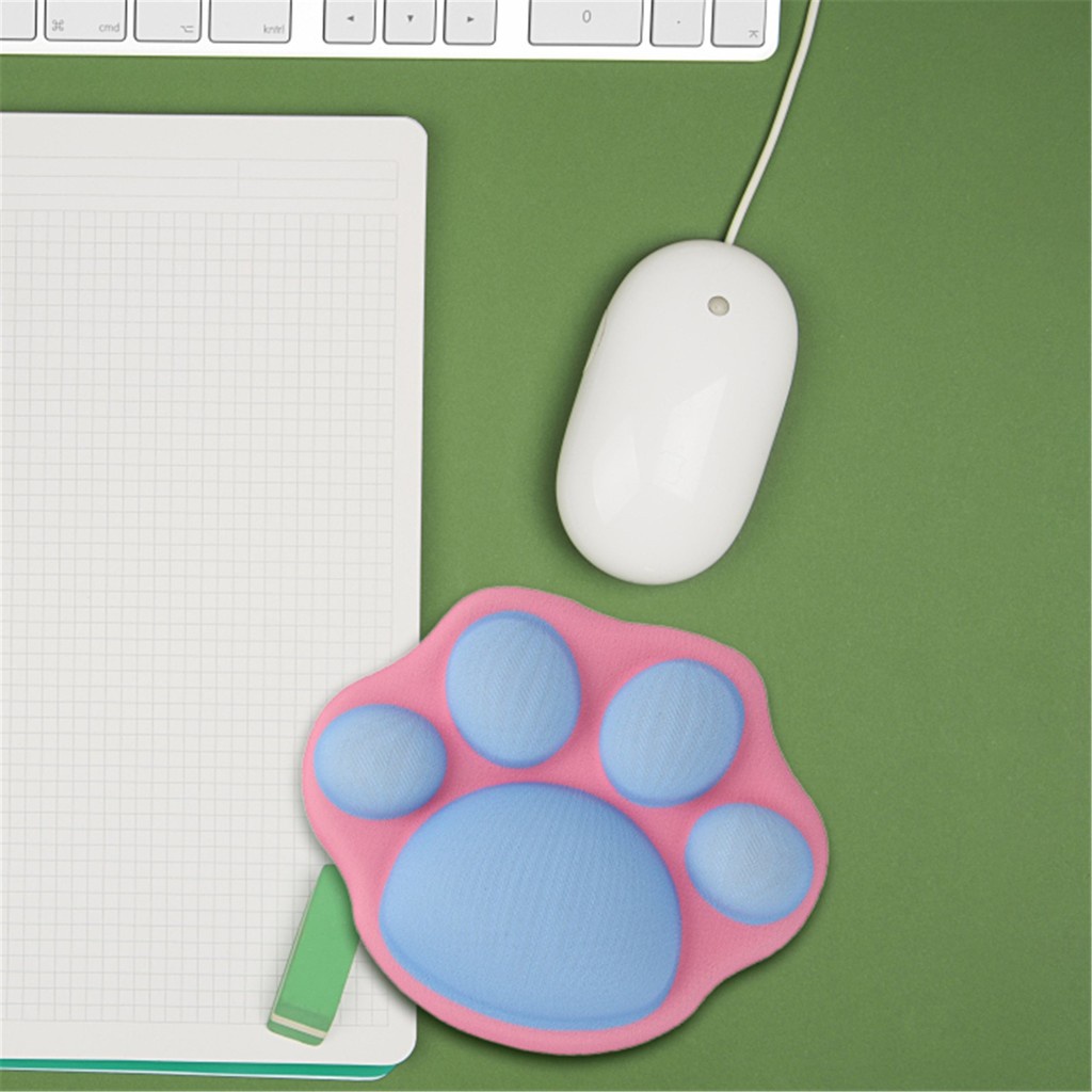 Đệm Lót Chuột Bằng Cao Su Non + Gel Silicone Hình Dấu Chân Mèo 3D Chống Trượt Hỗ Trợ Cổ Tay Cho Văn Phòng
