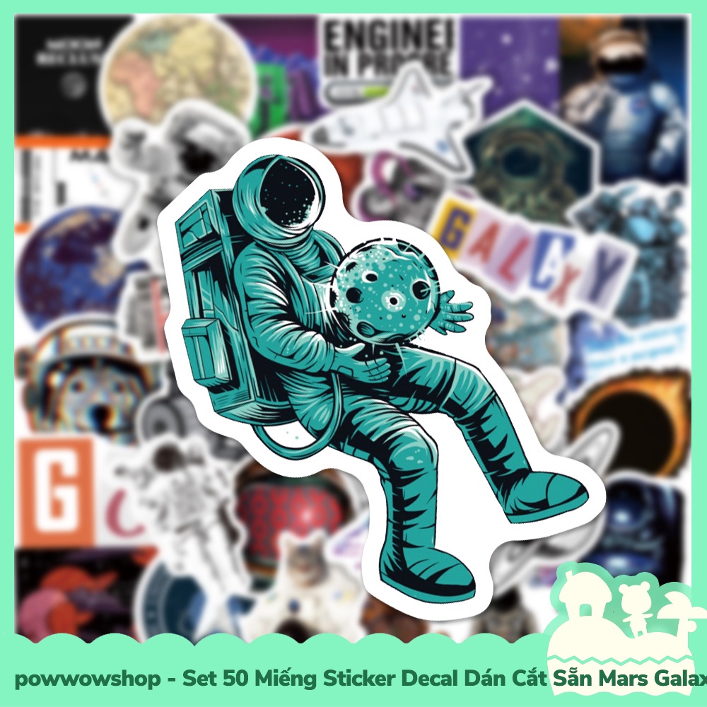 [Sẵn VN - Hỏa Tốc] Set 50 Miếng Sticker Decal Cắt Sẵn DIY Dán Trang Trí Vật Dụng Mẫu Mars Galaxy Engineer