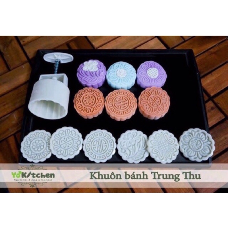 Khuôn bánh trung thu, khuôn bánh nướng, bánh dẻo lò xo 6 mặt (100gr)