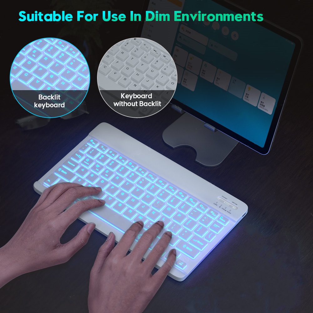 NIXXOS Bao Da Có Bàn Phím Bluetooth Không Dây Có Đèn LED Nền 7 Màu Cho iPad 10.2&quot; iPad 7th/8th/9th Gen 10.9&quot; Air4/Air