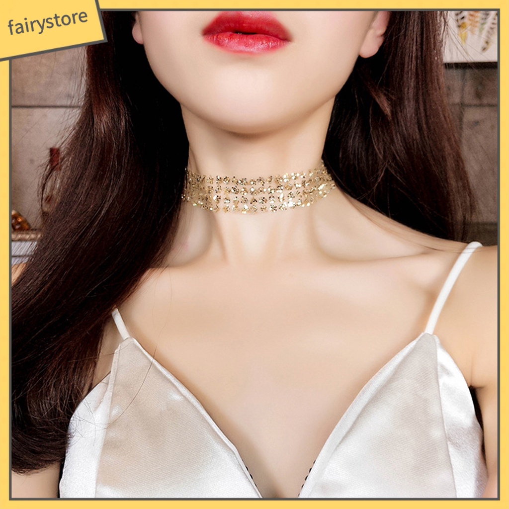 Vòng cổ nữ đính Paillette thời trang lấp lánh