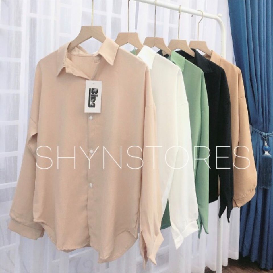 Áo Sơ Mi Nữ form rộng Lụa hàn Kiểu đẹp dài tay ulzzang vintage hàn quốc cao cấp trơn - Xưởng May Tú Linh