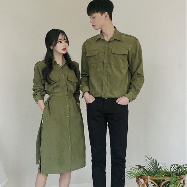 Cặp áo sơ mi nam phối váy nữ mẫu mới