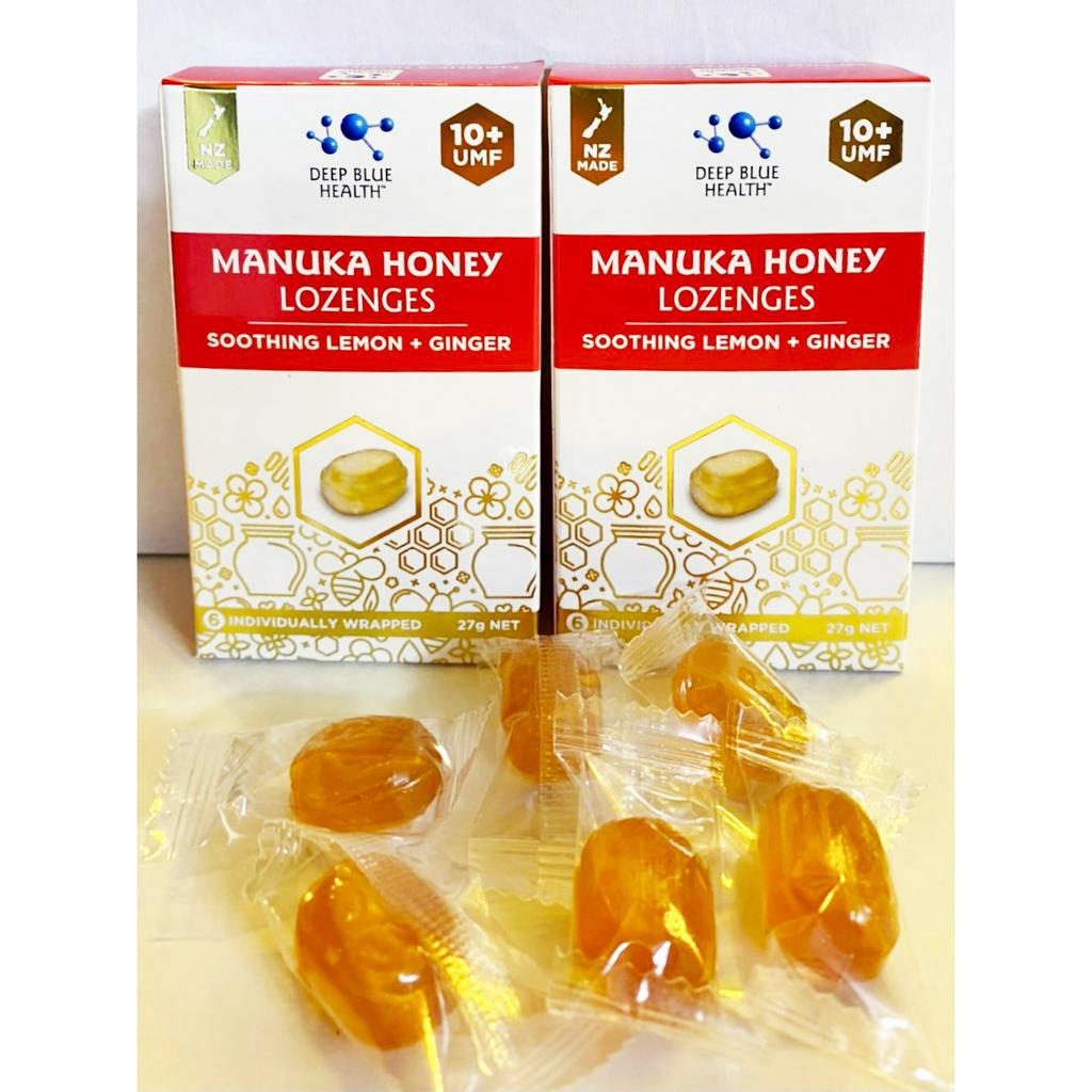 Kẹo ngậm mật ong Manuka UMF 10+ Deep Blue Health Manuka Honey Lozenges – với Chanh & Gừng