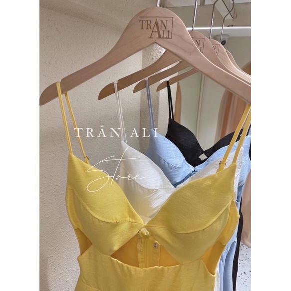 Sẵn_Váy maxi 2 dây khoét eo có mút ngực lên form siêu đỉnh