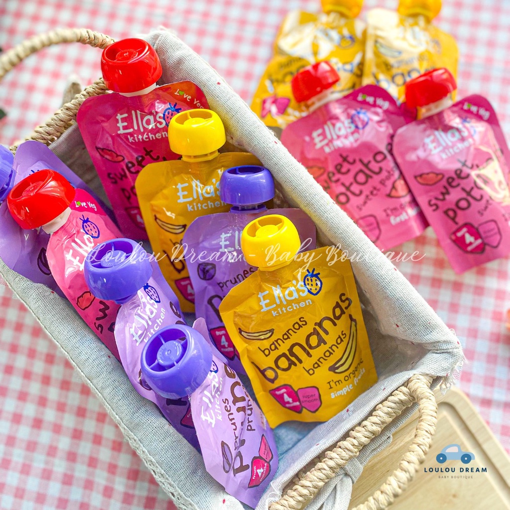 Hoa quả nghiền hữu cơ Ella’s Kitchen bổ sung năng lượng cho bé từ 4m+ [BAY AIR]