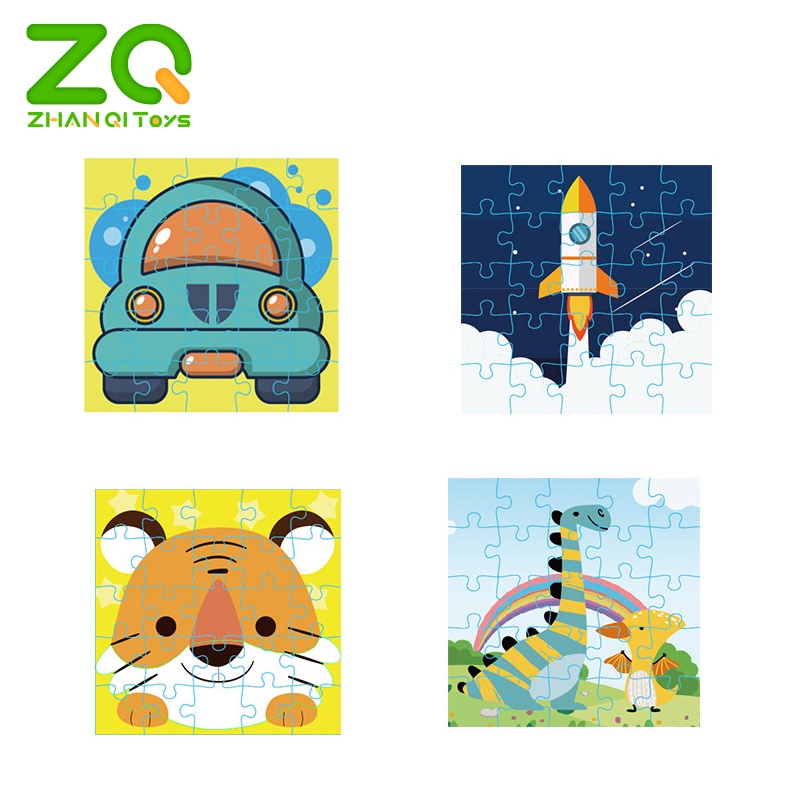 ZHAN QI TOYS Đồ chơi xếp hình 25 mảnh hình động vật/xe hơi/tàu lửa/ theo phương pháp Montessori Alat Belajar cho trẻ em
