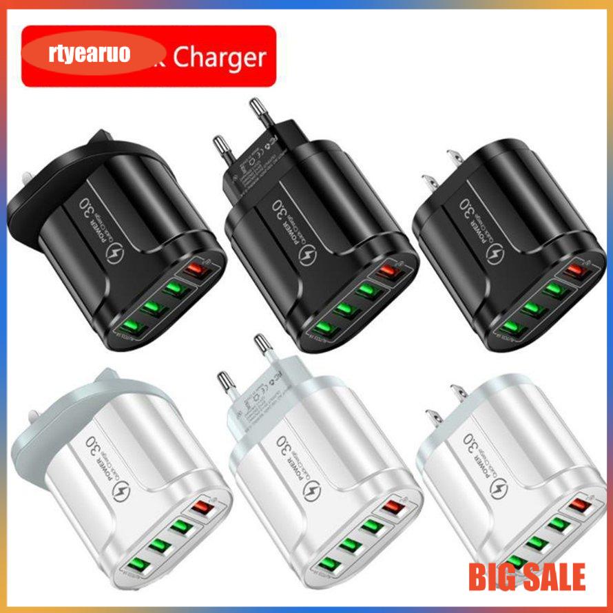 Củ Sạc Nhanh Qc3.0 4 Cổng Usb Có Đèn Led