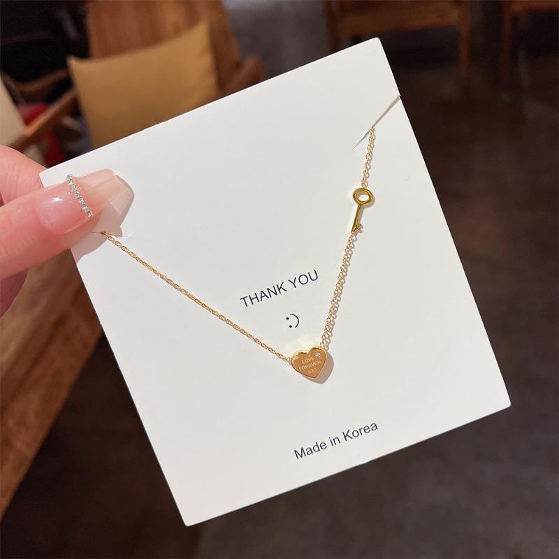 XiaoboACC Dây Chuyền Thép Titan Mạ Vàng 18k Mặt Hình Chữ Cái Thời Trang Cho Nữ - 38CM+6CM