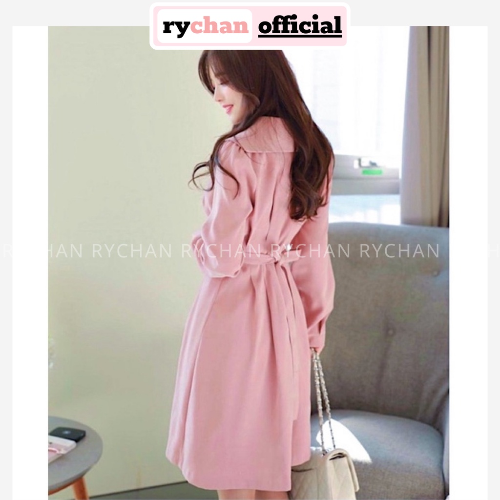 Đầm Váy Nữ Đi Chơi Cổ Sơ Mi Nút Bọc Tay Dài Thắt Nơ Sau Nhẹ Nhàng ,Đầm Xinh Nữ Dự Tiệc Màu Hồng Nữ Tính - DX9875