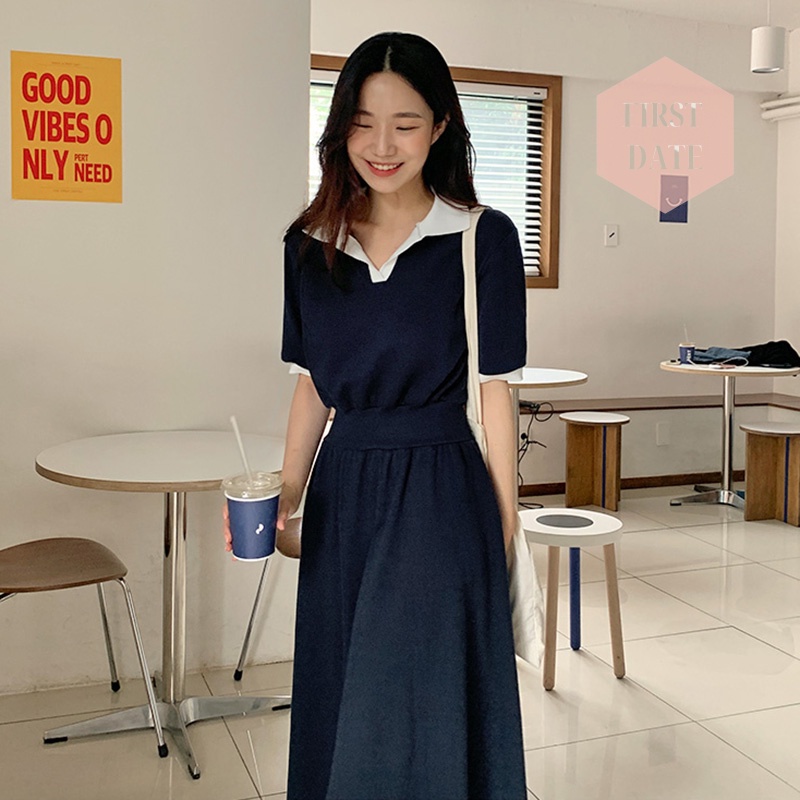 Váy dài đẹp basic FIRST DATE đi biên đi chơi đơn giản Váy công sở nhẹ nhàng ngọt ngào