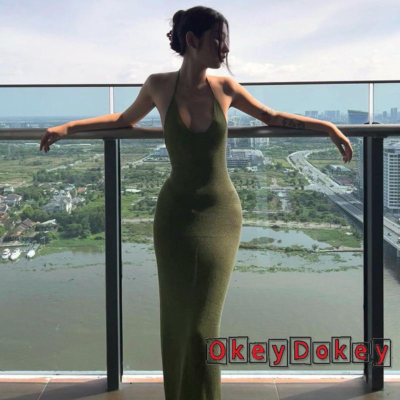 Đầm Dây Nữ Cộc Tay Lưng Trần Xẻ Tà Quyến Rũ