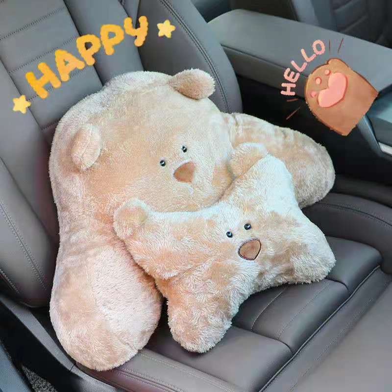 Car headrest neck pillow cartoon cute plush pillow car pillow waist neck driver seat pillow female A8FL