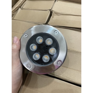 Đèn âm đất 6w vàng nhạt 3000k inox 220v chống nước đèn âm tường, sàn chiếu sáng sân vườn lỗi đi bậc thang quảng trường