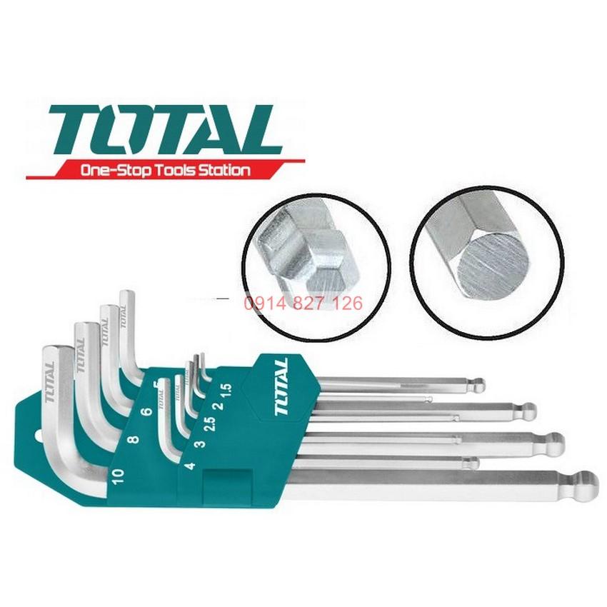 Bộ khóa lục giác bi dài TOTAL THT106291 1 đầu bằng, 1 đầu bi, luyện từ thép Cr-V, Bh 12 tháng Kouritsu Official Store