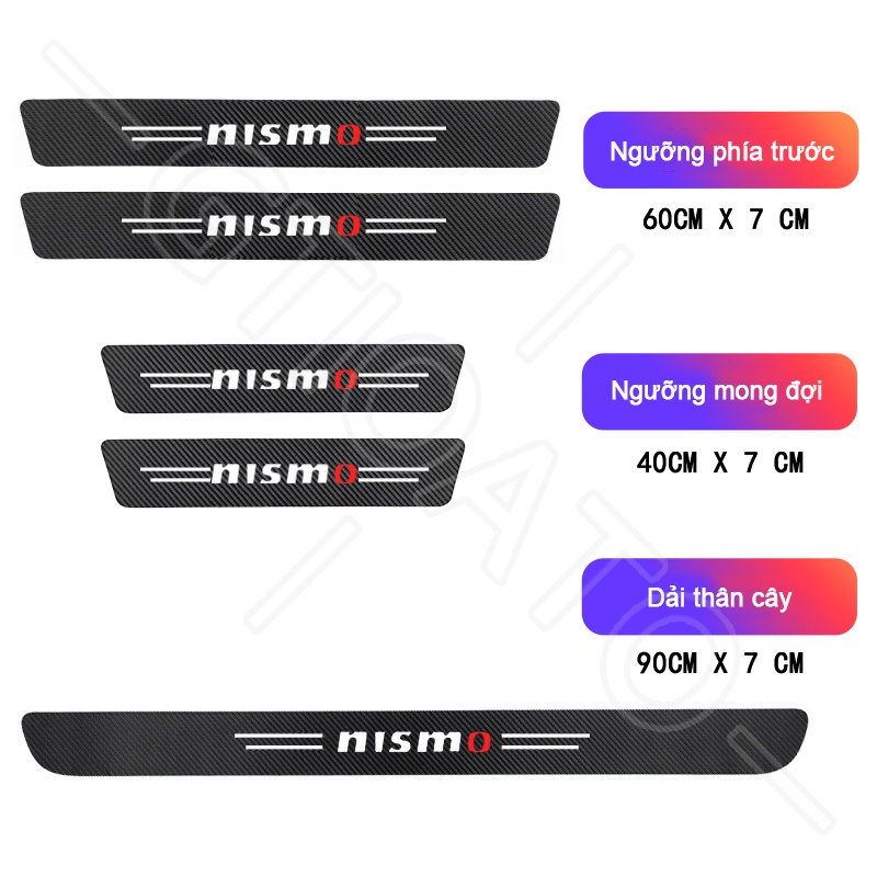 GTIOATO Cho NISMO Sợi Carbon Bảo Vệ Bậc Cửa Và Dán Cốp Xe Hơi Dán Xe Dán Cửa ô Tô DáN  ̂́Ng XưỚC Ô Tô Phụ KiệN Ô Tô Cho Nissan Almera Navara XTail Terra Sunny Qashqai