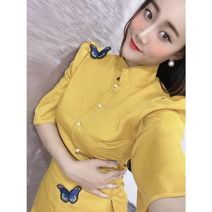 Đồ Lam Đi Chùa #Mẫu thêu Bướm# Quần Áo Nữ