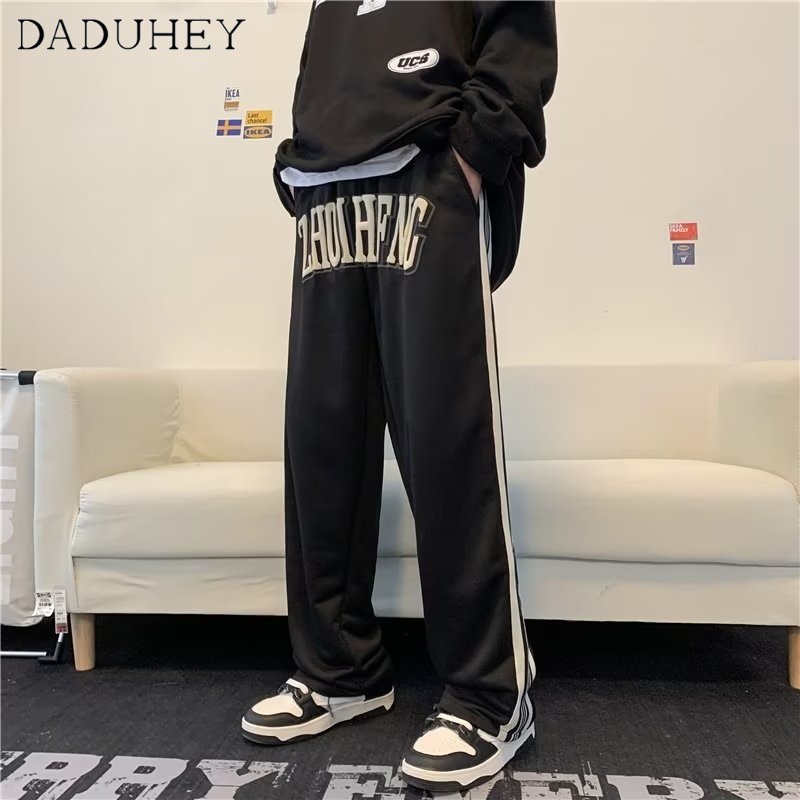 Quần lụa cotton thể thao DaDuHey rộng rãi in chữ phong cách đường phố Mỹ thời trang cho nam