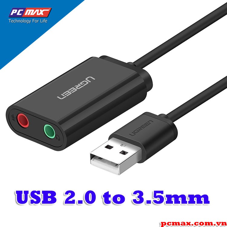 Card sound USB 2.0 to Audio 3.5mm Ugreen 30724 30143 - Hàng chính hãng