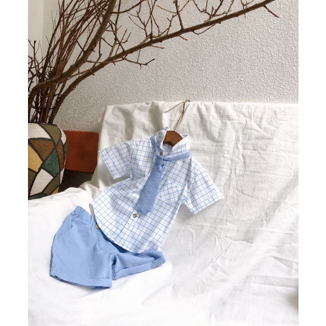 Bộ yếm vest gile cà vạt bé trai 5-12kg