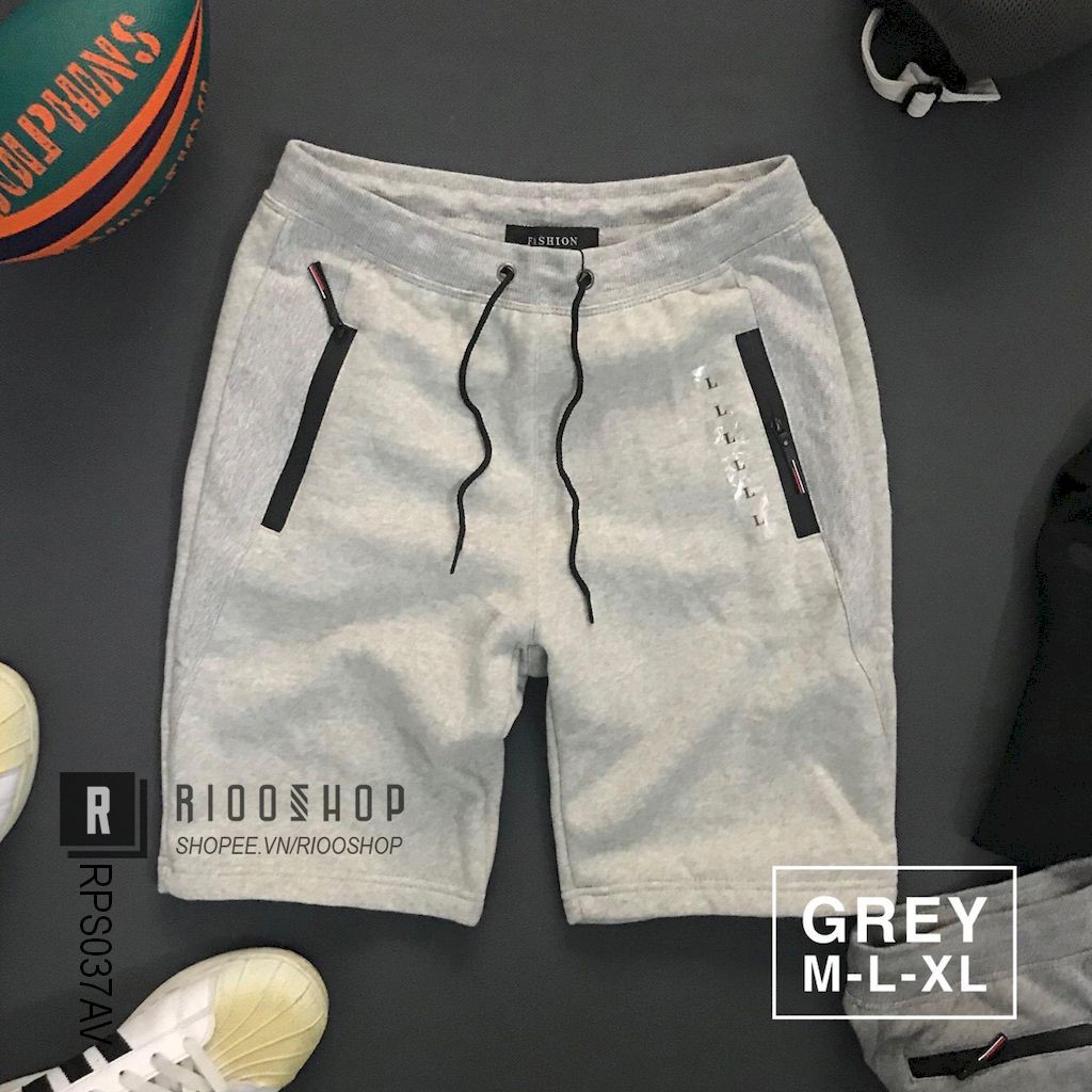 Quần thun nỉ nam ngắn cao cấp chuẩn shop dây kéo RPS037av - quần short nam đẹp Riooshop | BigBuy360 - bigbuy360.vn