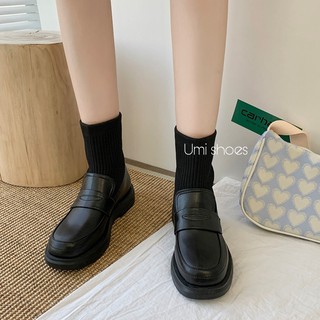 [CÓ SẴN] Giày boot liền tất ulzzang LOAFER năng động cổ chun ôm chân co giãn đế bằng da mềm đơn giản trẻ mới hot đẹp hot