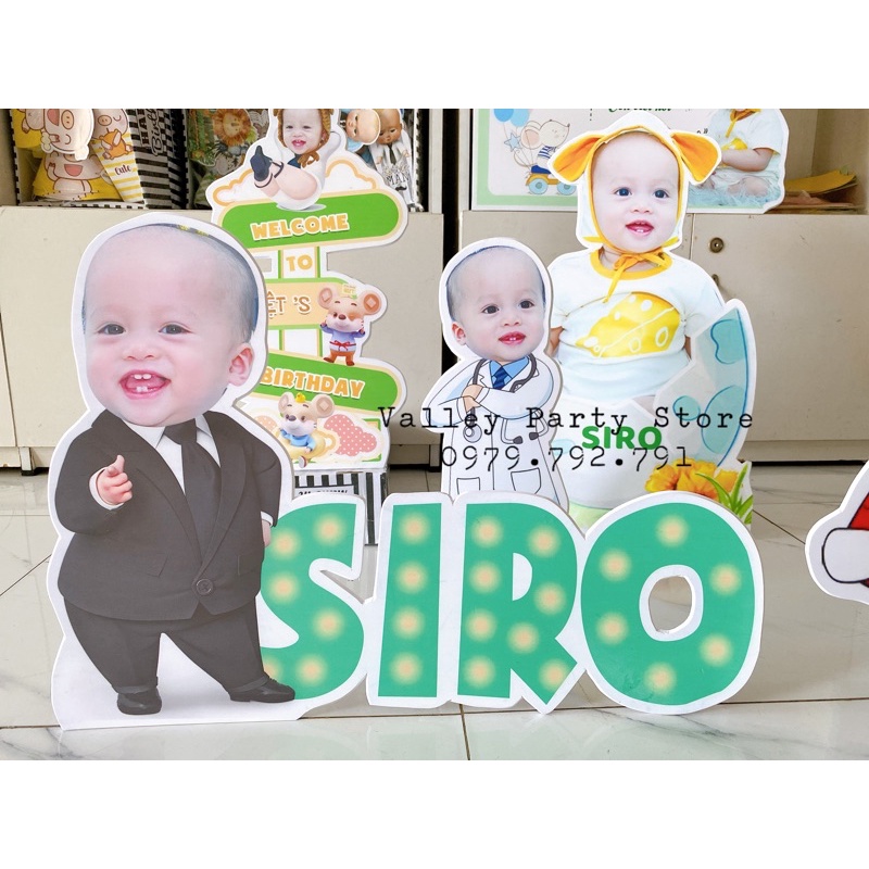 Chibi bé kèm tên trang trí sinh nhật