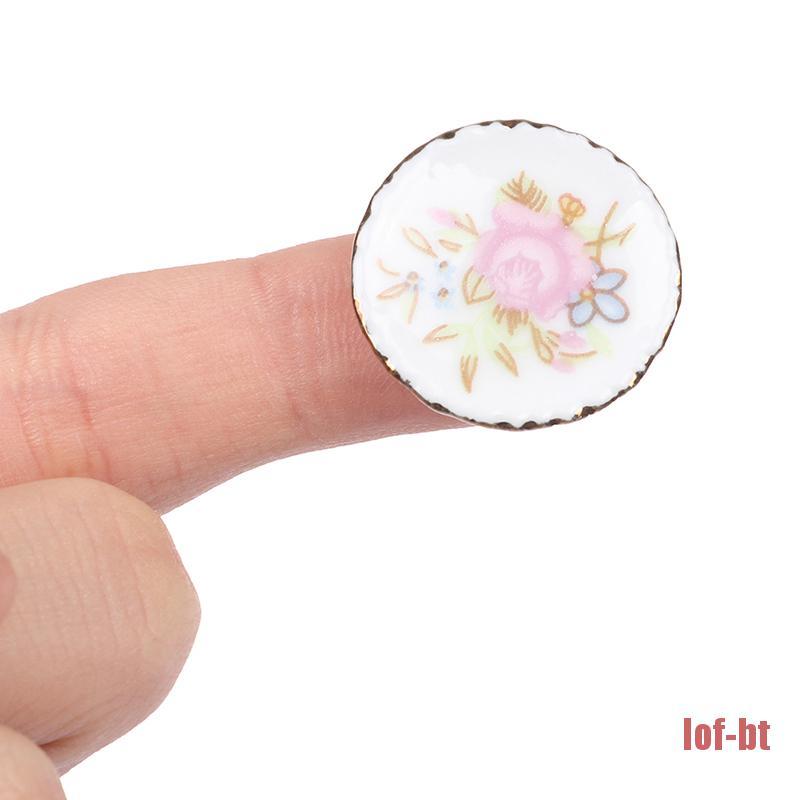 Bộ 2 Đĩa Sứ mini Tỉ Lệ 1 / 12 Trang Trí Nhà Búp Bê Xinh Xắn
